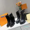 Botas Martin con remaches 100% de cuero para mujer, tacones altos, moda Otoño Invierno, zapatos de tacón grueso para mujer, talla 35-40-42