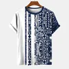 Herr t skjortor avslappnad randig tryckt t-shirts sommar o-hals kort ärm tee cool polyester lösa toppar överdimensionerade män kläder 6xl