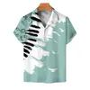 Camicie casual da uomo T-shirt da strada Camicette Abbigliamento Strumenti musicali Digitali 3d stampati Risvolti Bottoni Top a maniche corte