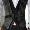 Stripe Fake 2 szt. Sukienki S na wesele garnitur biznesowy Slimtuxedo Social Steampunk Men Vest Chaleco de Traje Hombre HKD230828