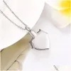 Pendant Necklaces Crystal Heart Shape Cremation Jewelry Memorial Urn Necklace For Ashes Stainless Steel Ash Holder Keepsake Charms Dro Dh1Do