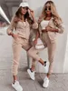 Zweiteilige Damen-Hosen, Streetwear, Samt, zweiteilige Sets, Damen-Outfits, Herbstkleidung, Kapuzenpullover mit Reißverschluss, Oberteil und Hosenanzug, Velours-Trainingsanzug, zweiteilige Damen-Sets T230828