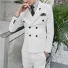 Изысканная корейская версия Slim Men's Wedding Groom Lest Man Dress Suit Men's Dance Party Business Casual двухбортный костюм 2-PCS Q230828