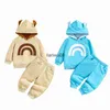 Kleidung Sets 2023 Herbst Winter Kinder Baby Jungen 2 stücke Kleidung Set Baumwolle Langarm Regenbogen Gedruckt Hoodies Hosen Anzug todlder Jungen Outfits x0828