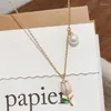 Pendant Necklaces Vintage Elegant Tulip Necklace For Women Rose Crystal Zircon Tassel Clavicle Chain Choker Party Wedding Jewelry Gifts