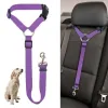 Solid Color Two-in-one Pet Car Seat Belt Nylon Lead Leash Backseat Safety Belt Adjustable Harness Dogs Collar Pet Accessories 828