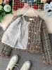 Damen Wollmischungen Herbst Winter Vintage Tweed Jacke Mantel Frauen Kleiner Duft Patchwork Koreanische Woll Kurzmäntel Elegante Kurze Oberbekleidung 230826