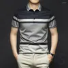 Herren Polos Männer Vintage Kurzarm Gestreifte Poloshirts T-Shirt Sommer Dünne Schnelltrocknende Männliche Kleidung Streetwear Fashion Business Casua Top