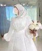Vestidos sexy urbanos brancos vestidos de novia vestido de casamento muçulmano para mulheres 2023 noiva organza alta pescoço islâmico hijab vestido de noiva manga inchada 230828
