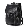 Backpack Luxury Leather Brand Crazy Horse Men Vintage Solid School Bag Black Casual Big Man Laptop Travel Bags