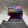 Bolsos de noche Kurt G London Bolsos cruzados de retales multicolores para mujer Diseñador de marca del Reino Unido Bolso de tendencia de moda Bolso de hombro de PU J2300828