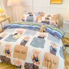 Sängkläder set mjukt sängkläder set nordisk tvättad bomull 25 färger med täcke täcke platt platta kudde barn hem textil mjuk sängkläder 230827