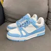 Дизайнерские плоские кроссовки Virgil Trainer повседневная обувь джинсовая парусиновая кожа low abloh белый зеленый красный синий буквы накладки на платформе мужские женские кроссовки sne z7T4#