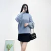 Women's Sweaters Blue Color Fashion Turtleneck Women Sweater Pullovers Autumn Winter Loose Casual Elegant Hollow Out Lady Tops Cardigans