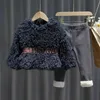 Conjuntos de ropa Nueva chaqueta de lana Conjuntos para niñas 2 piezas Top y pantalones Trajes para niños Traje para niños Ropa Invierno Otoño 2022105 x0828