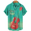 Chemises décontractées pour hommes 2023 Chemise hawaïenne Style de plage en plein air Instrument de musique 3D Motif imprimé Lâche Haut surdimensionné