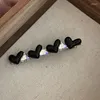 Pinces à cheveux avec strass noir et rose, Clip en forme de cœur d'amour irrégulier, épingle à cheveux esthétique, accessoires de mode coréenne pour femmes