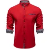 Men's Dress Shirts Luxury Designer Red Shirt Cotton Polyester Contrast Stitching Social Casual Blouses Men Clothing for Party 230826