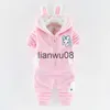 Kläderuppsättningar 2023 Autumn Winter Girls 'Suit Plus Velvet Twopiece Set Boy Trendy Kids Cotton Hooded Coats and Pants Children's Clothing16y X0828