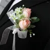 Decorative Flowers Artificial Rose Flower Buttonholes Groom Boutonnieres Man Wedding Accessories Party Suit Decoration