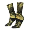 Herrstrumpor Crazy Sock for Men Gold Flower Unbrella Traditionell Design Hip Hop Japanes Style Pattern Printed Crew Novelty Gift