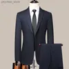 高品質（ブレザー+ズボン）メンズブリティッシュスタイルエレガントなビジネスシンプルなファッションカジュアルウェディング紳士スーツ2ピースQ230828