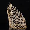 Hair Clips Beauty Pageant Crown Rhinestone Tall Crowns Crystal Adjust Contour Band Miss Big Tiara