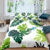 Ensembles de literie Feuilles de palmier Housse de couette King Full Banana Set Hawaiian Tropical Branches vertes 3pcs Couette en polyester