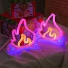 Flame Fire Neon Sign Lights LED Wall Hanging Decortion Lamp Nightlight for Room Bar Shop Party Birthday Holiday HKD230825