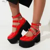 Dress Shoes Advanced Custom Women Pumps Mary Jane New Lolita Ladies Chunky Heel Platform Sandals Female Ankle Buckle Round Toe Punk Shoes T230828