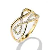 Уважаемые кольца Huitan Fashion Simple Style Ring Кольцо для женщин с обручательными ювелирными украшениями с яркой цирконии золотой цвет
