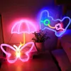 LED Neon Sign Light Double-sided Luminescence Night Lamp Strip Cloud Moon Star Fire Gamepad Xmas Hat Decor Room Wall Shop Party HKD230825