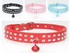 Hundehalsbänder 500 teile/los Schnell 4 Farben 2 Reihen Kristall Strass Pu-leder Haustierhalsband mit Glockengrößen