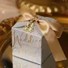 Confezione regalo Scatola di caramelle per matrimonio con fiocco in nastro di perle Scatola regalo di fascia alta Scatola di cioccolatini Confezione regalo di conchiglia in polvere glitterata di alta qualità 230828