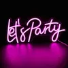 Chi-buy LED Neon Let's Party Неоновые вывески с питанием от USB Ночной светильник 3D Wall Art Игровая комната Спальня Гостиная Декор Лампы Вывески HKD230825