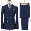 Costumes pour hommes Blazers Navy Men Party Tuxedos 2 pièces Dernier revers Slim Fit Formel Casual Double Breasted Fashion Style 230828