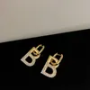 Luxury Micro Pave Letter B Charm Earring Jewelry for Women Gift