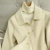 Manteau en Tweed double face pour femme, mélange de laine, de haute qualité, court, Vintage, marron, automne et hiver, 230828
