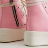 Sapatos simples de cor doce, rosa, cano alto, série personalizada, cadarços grossos, sapatos de moda para casal