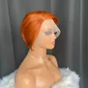 Pixie Curly Cut T Part Short Wig Malaysian Peruvian Indian Brazilian Orange 100% Raw Virgin Remy Human Hair With Black Women p17