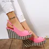 Dress Shoes 2023 New Thick Bottom Wedge Sandals High Heels Buckle Fashion Sexy Party Sandals Fashion Women Fish Mouth Shoes Plus Size 35-42 T230828