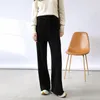 Women's Pants LONGMING Women Knitted Wool Autumn Winter Sweater Trousers Straight Leg Loose Long Ladies Drawstring Korean