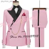 2023 Последние дизайны роскошные мужчины набор костюмов Slim Fit Groomsmen Groom Wedding Dress Timedos Come Homme Mariage 2pcs (Blazer+брюки) Q230828