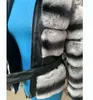 Женская меховая искусственная зима зима 100% Реал Рекс натуральное пальто кролика с шиншиллой цветной капюшона теплый застежка на молнии o 230828