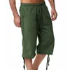 Calças masculinas cortadas primavera e verão algodão sweatpants jogging solto casual praia férias capri ropa hombre