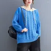 Swetery kobiet 2023 Winter Sweter Oversize Kobiety Knorete Sweet Shirts Korean Hooded Plus Plus Pullover 4xl 5xl Purple