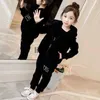 Kleidung Sets 2023 Winter Mädchen Trainingsanzug Herbst Kleinkind Teenager Kleidung Tiger Samt Jacke Hoodie Hose Kinder Kinder 8 9 10 11 12 Jahre x0828