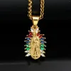 Pendant Necklaces Virgin Mary With Rhinestone For Men And Women Hip Hop Charm Necklace Fashion Stainless Steel Jewelry