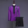 Fashion Men Business Sequin Suit 2 -częściowy Blue / Red Classic Wedding Dance Party Performance Dress Men's Blazer and Pants Q230828