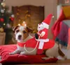 Abbigliamento per cani Vestiti per animali domestici di Natale Vestito da equitazione per Babbo Natale Costume per gatti per cani di piccola taglia Abiti per feste Cosplay